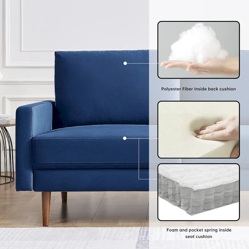 Divano imbottito OS Home and Office Furniture largo 175 cm con braccioli quadrati