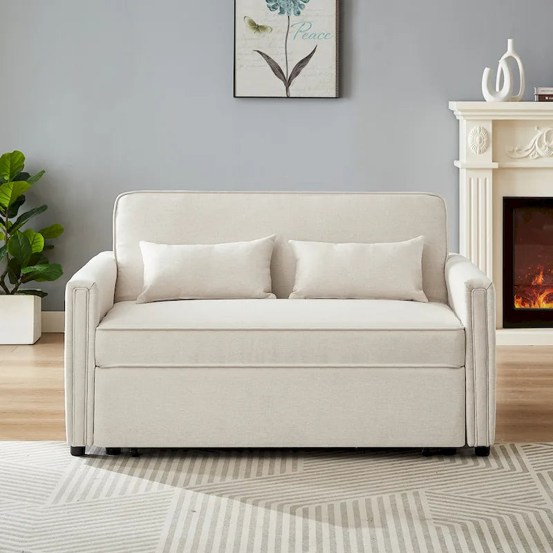 Divanetto convertibile in lino con schienale regolabile - 38,60 x 54,00 x 31,90