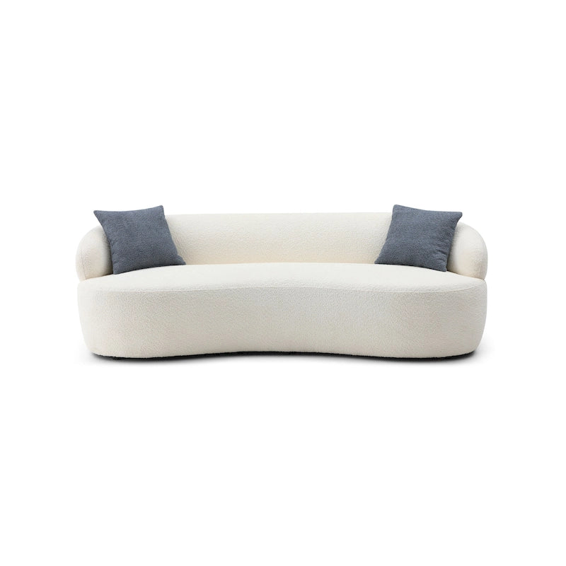 Beige gebogen moderne bank in mid-centurystijl - 35.00 x 86.00 x 27.00