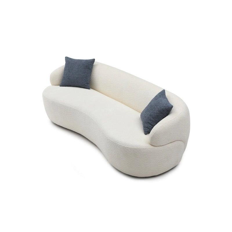 Beige gebogen moderne bank in mid-centurystijl - 35.00 x 86.00 x 27.00