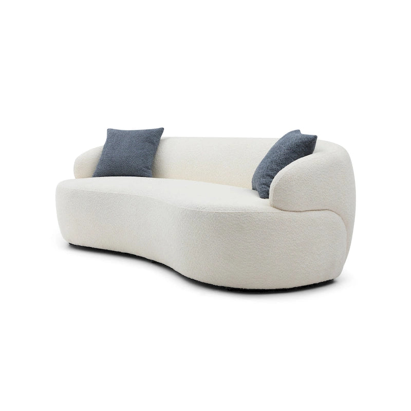 Beige gebogen moderne bank in mid-centurystijl - 35.00 x 86.00 x 27.00