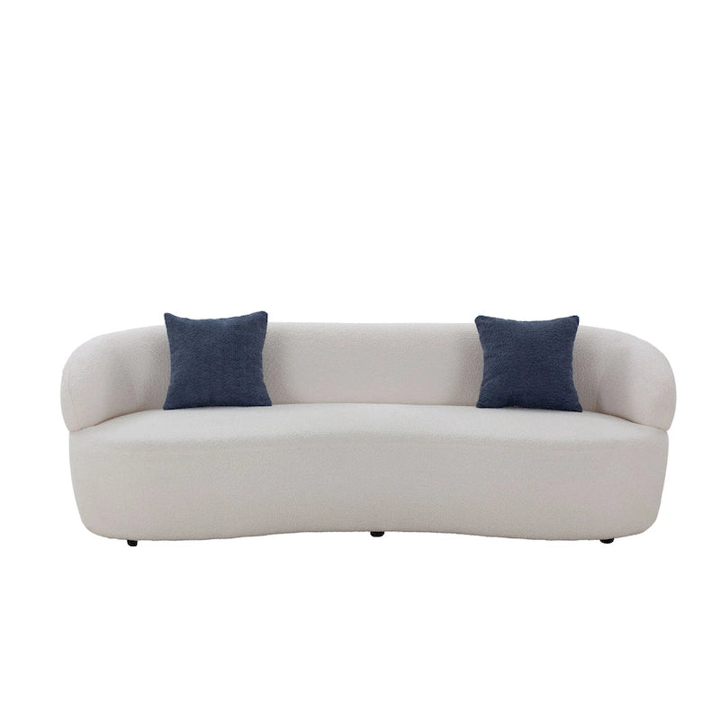 Beige gebogen moderne bank in mid-centurystijl - 35.00 x 86.00 x 27.00