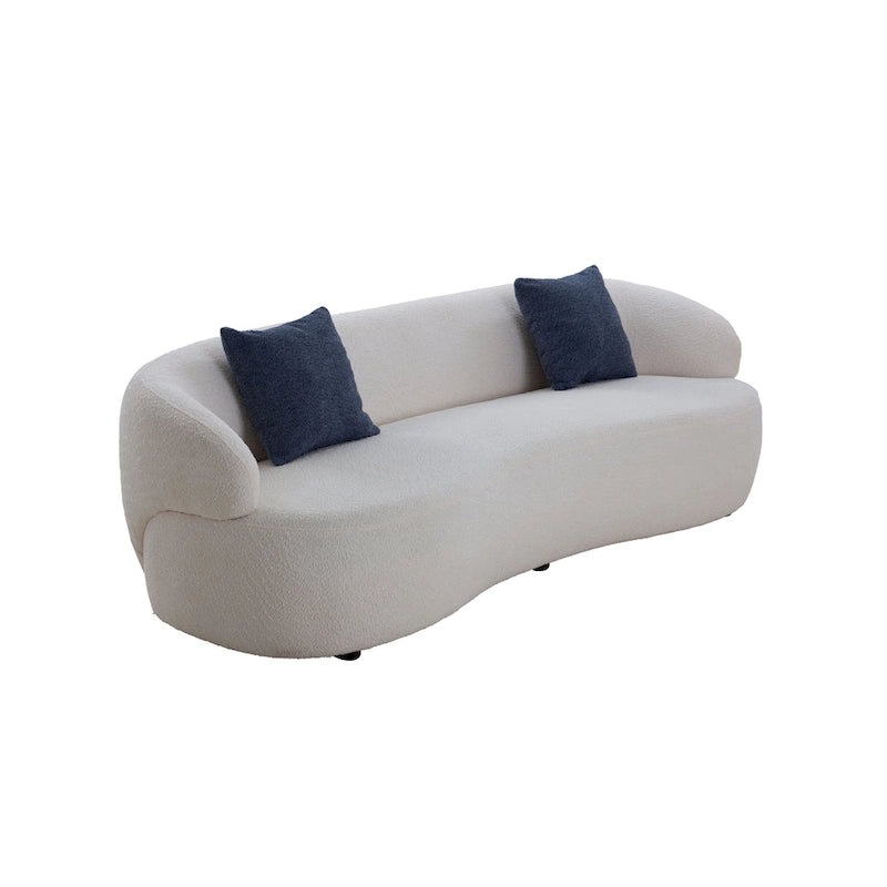 Beige gebogen moderne bank in mid-centurystijl - 35.00 x 86.00 x 27.00