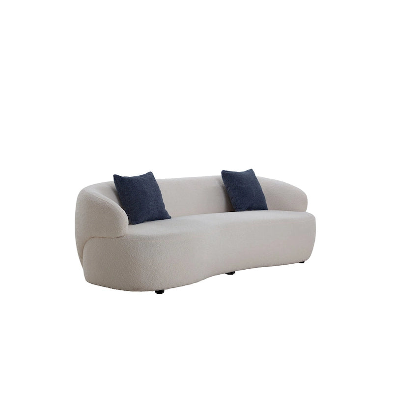 Beige gebogen moderne bank in mid-centurystijl - 35.00 x 86.00 x 27.00