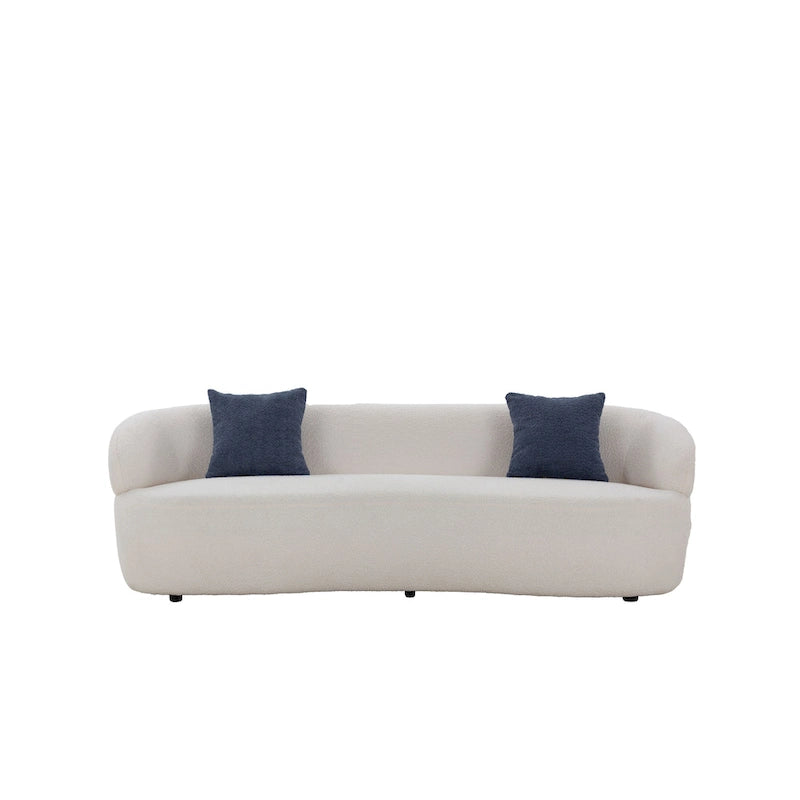 Beige gebogen moderne bank in mid-centurystijl - 35.00 x 86.00 x 27.00
