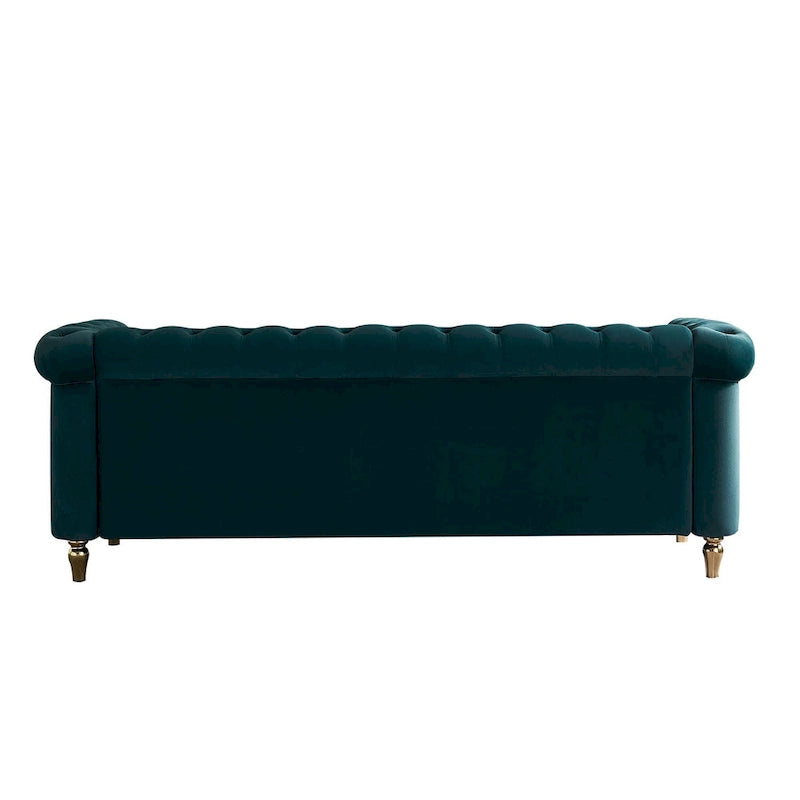 Chesterfield Velvet Sofa with Gold Strip Trim