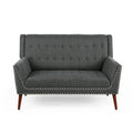 Braymer Mid-Century Modern Fabric Settee with Nailhead Trim by Christopher Knight Home