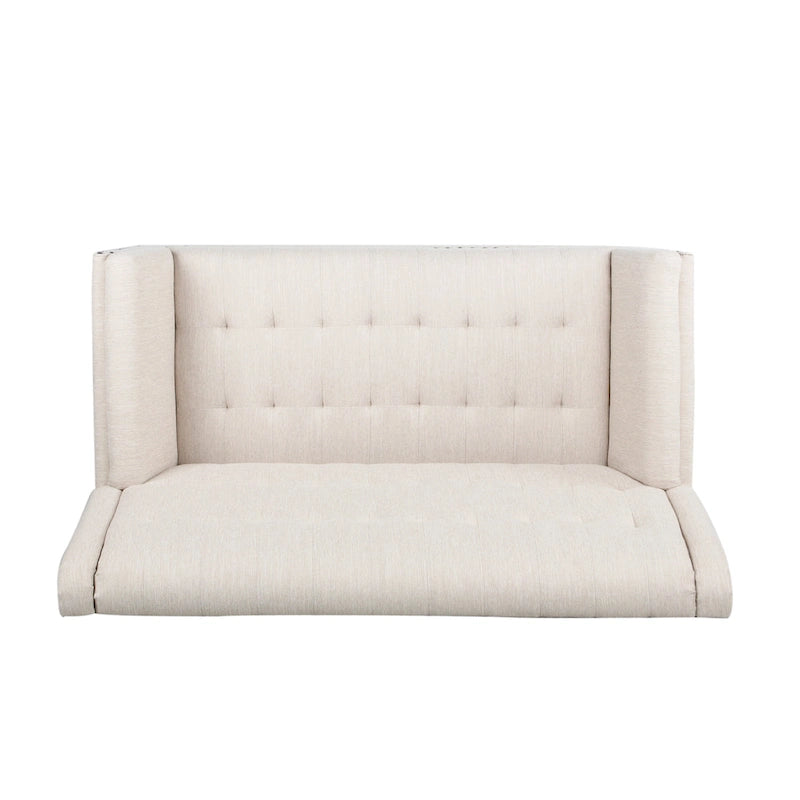 Braymer Mid-Century Modern Fabric Settee with Nailhead Trim by Christopher Knight Home