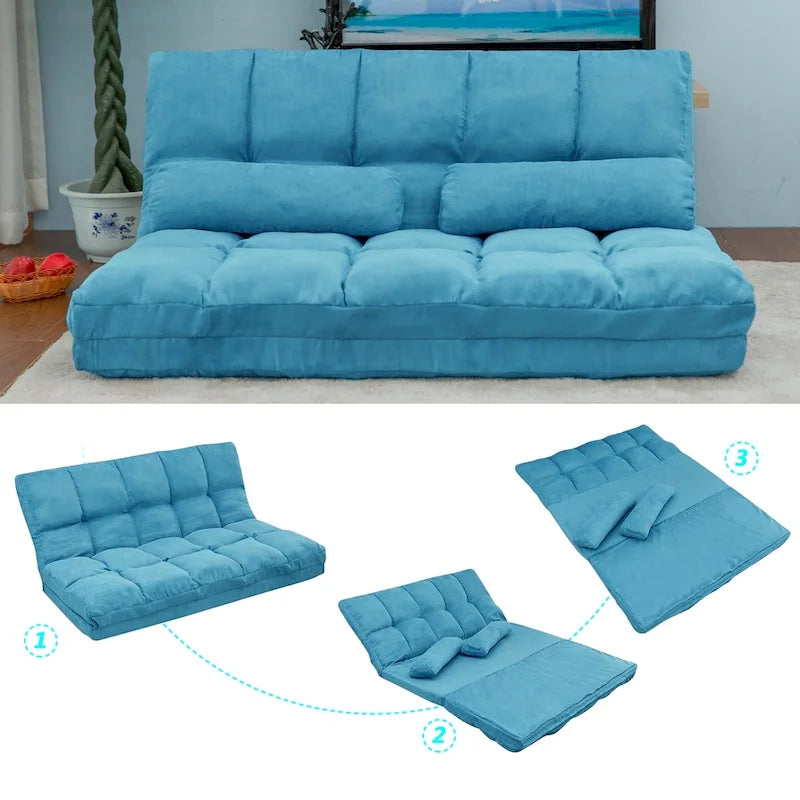 Chaise longue-vloerbank met twee kussens