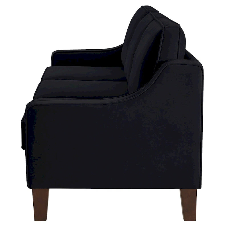 Modern 3-Seat Sofa Couch with Scooped Armrest and Wood Legs - 29.00 x 74.00 x 34.25