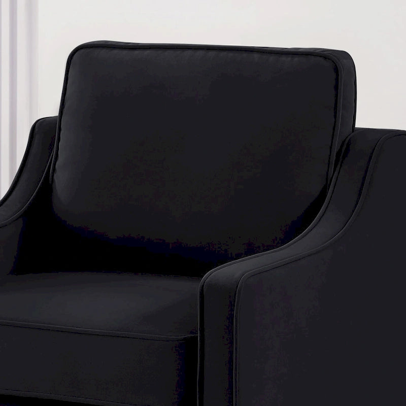 Modern 3-Seat Sofa Couch with Scooped Armrest and Wood Legs - 29.00 x 74.00 x 34.25