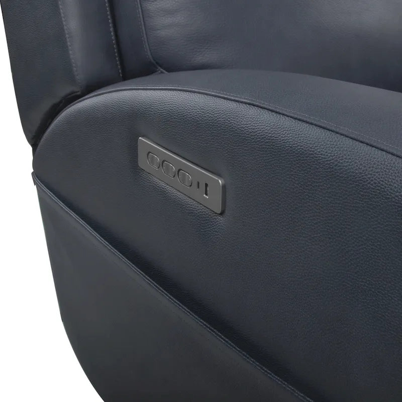 Genuine Leather Power Reclining 4-Seat Sofa For Living Room with Console, USB Port, Adjustable Headrest