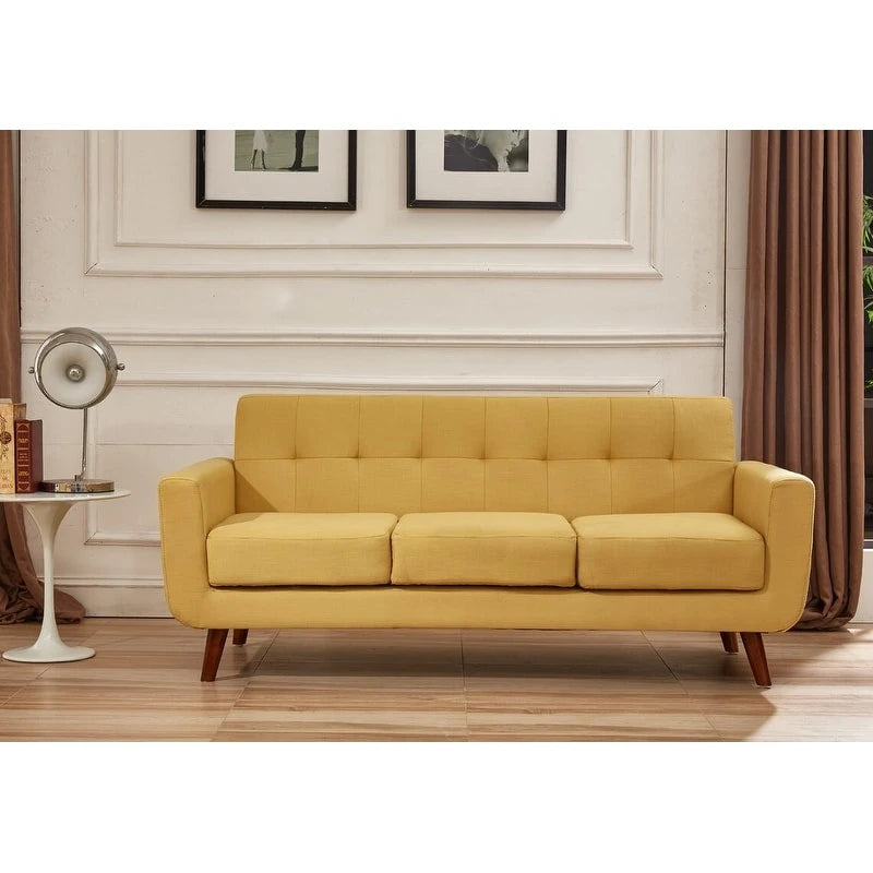 Grace Rainbeau met linnen gestoffeerde getufte mid-century-bank