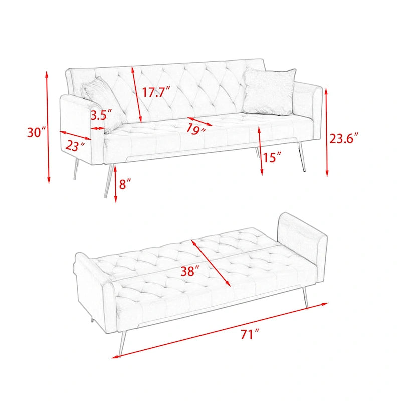 Convertible Double Folding Living Room Sofa Bed