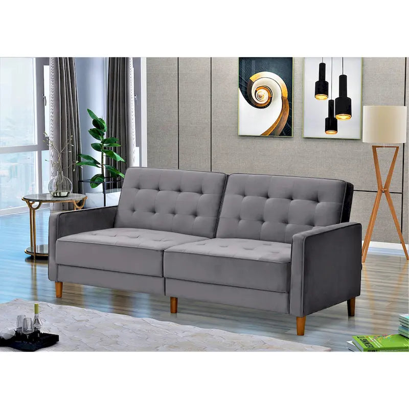 Divano letto trasformabile Jonathan in velluto trapuntato