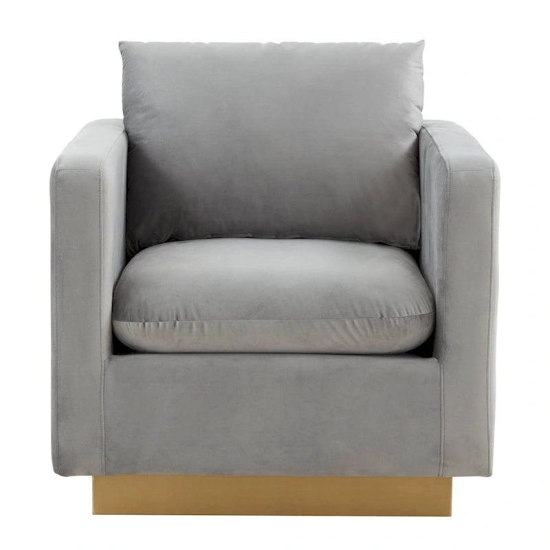 Nervo Velvet Modern Single Seater Sofa, poltrona accentata con base quadrata in acciaio inossidabile dorato per soggiorno e camera da letto - 32.67