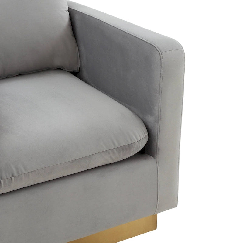 Nervo Velvet Modern Single Seater Sofa, poltrona accentata con base quadrata in acciaio inossidabile dorato per soggiorno e camera da letto - 32.67