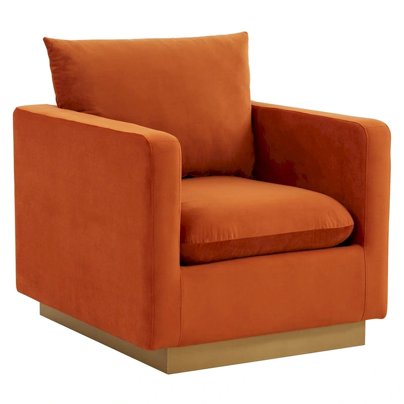 Nervo Velvet Modern Single Seater Sofa, poltrona accentata con base quadrata in acciaio inossidabile dorato per soggiorno e camera da letto - 32.67