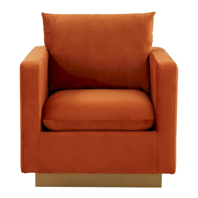 Nervo Velvet Modern Single Seater Sofa, poltrona accentata con base quadrata in acciaio inossidabile dorato per soggiorno e camera da letto - 32.67