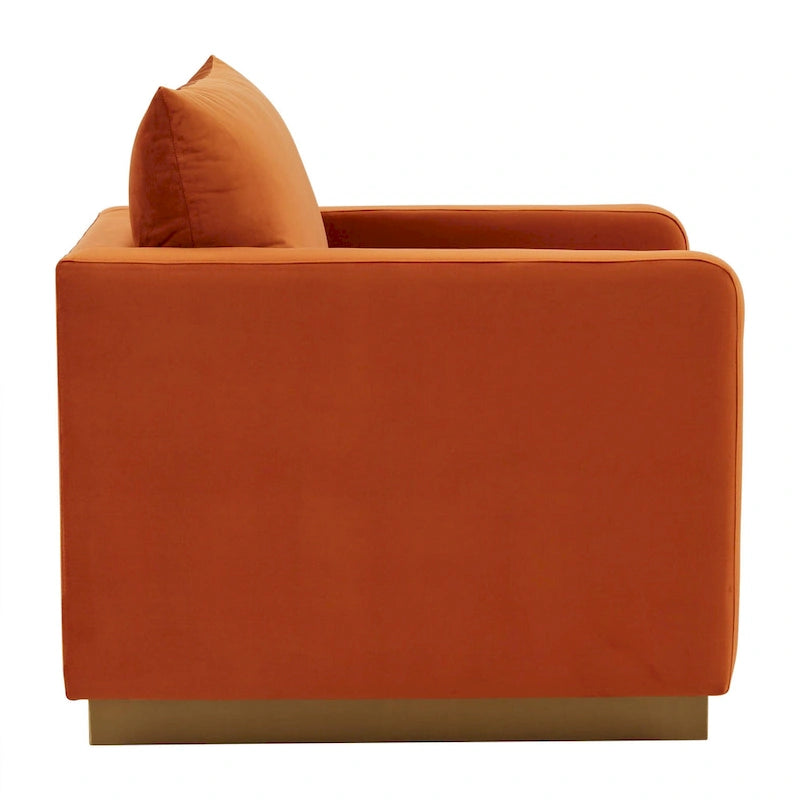 Nervo Velvet Modern Single Seater Sofa, poltrona accentata con base quadrata in acciaio inossidabile dorato per soggiorno e camera da letto - 32.67