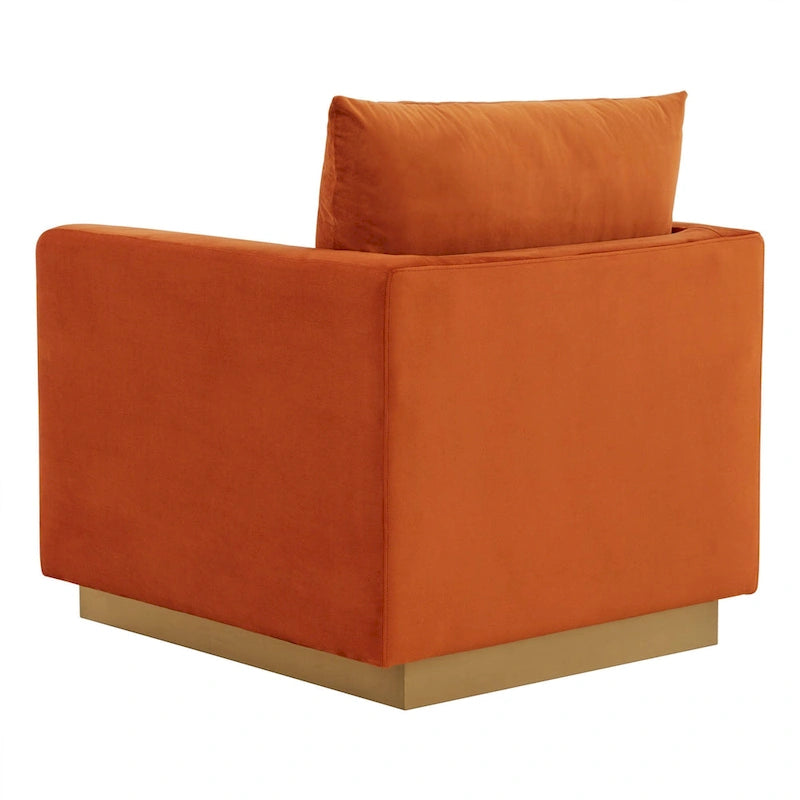 Nervo Velvet Modern Single Seater Sofa, poltrona accentata con base quadrata in acciaio inossidabile dorato per soggiorno e camera da letto - 32.67