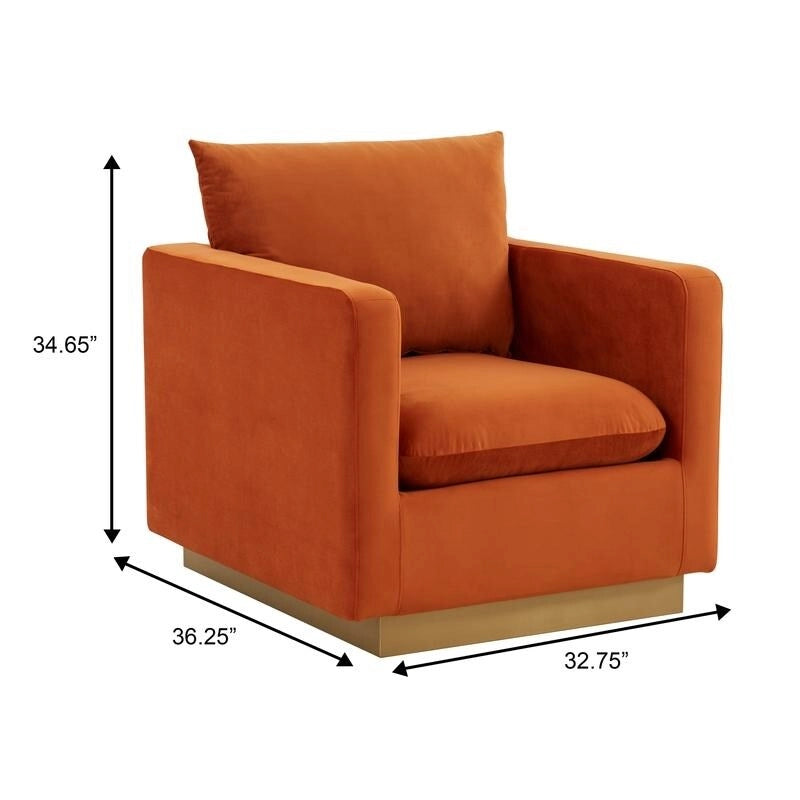 Nervo Velvet Modern Single Seater Sofa, poltrona accentata con base quadrata in acciaio inossidabile dorato per soggiorno e camera da letto - 32.67