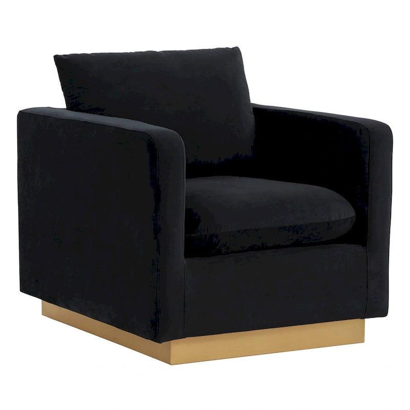Nervo Velvet Modern Single Seater Sofa, poltrona accentata con base quadrata in acciaio inossidabile dorato per soggiorno e camera da letto - 32.67