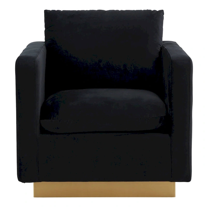 Nervo Velvet Modern Single Seater Sofa, poltrona accentata con base quadrata in acciaio inossidabile dorato per soggiorno e camera da letto - 32.67