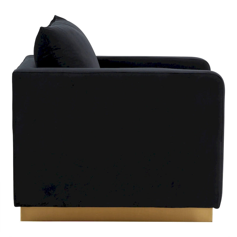 Nervo Velvet Modern Single Seater Sofa, poltrona accentata con base quadrata in acciaio inossidabile dorato per soggiorno e camera da letto - 32.67