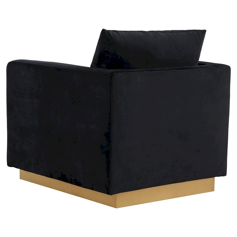 Nervo Velvet Modern Single Seater Sofa, poltrona accentata con base quadrata in acciaio inossidabile dorato per soggiorno e camera da letto - 32.67