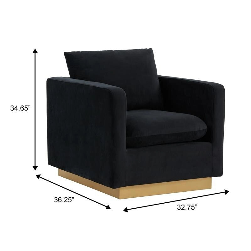 Nervo Velvet Modern Single Seater Sofa, poltrona accentata con base quadrata in acciaio inossidabile dorato per soggiorno e camera da letto - 32.67