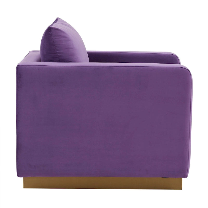 Nervo Velvet Modern Single Seater Sofa, poltrona accentata con base quadrata in acciaio inossidabile dorato per soggiorno e camera da letto - 32.67