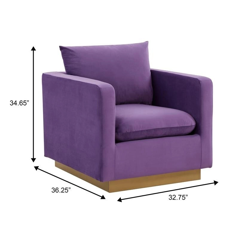 Nervo Velvet Modern Single Seater Sofa, poltrona accentata con base quadrata in acciaio inossidabile dorato per soggiorno e camera da letto - 32.67