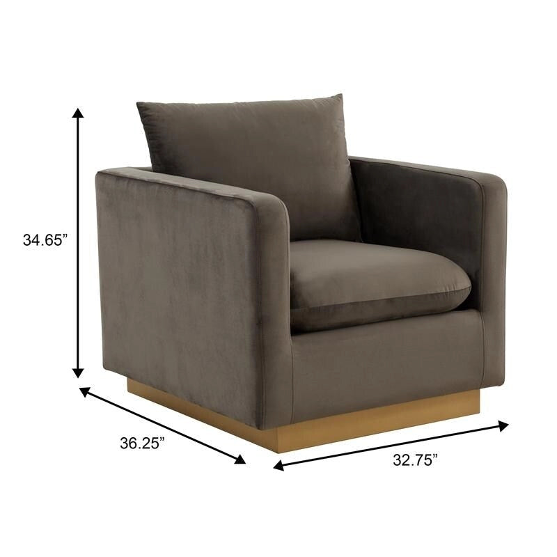 Nervo Velvet Modern Single Seater Sofa, poltrona accentata con base quadrata in acciaio inossidabile dorato per soggiorno e camera da letto - 32.67