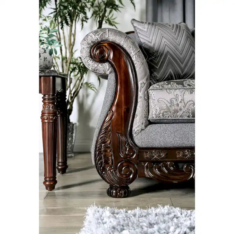Dikic Traditional Chenille Upholstered Sofa by Furniture of America