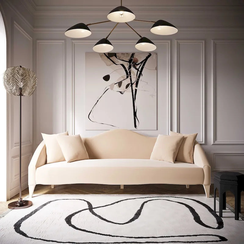 Naya Velvet Sofa - 96W x 36.2D x 34.3H - 96W x 36.2D x 34.3H