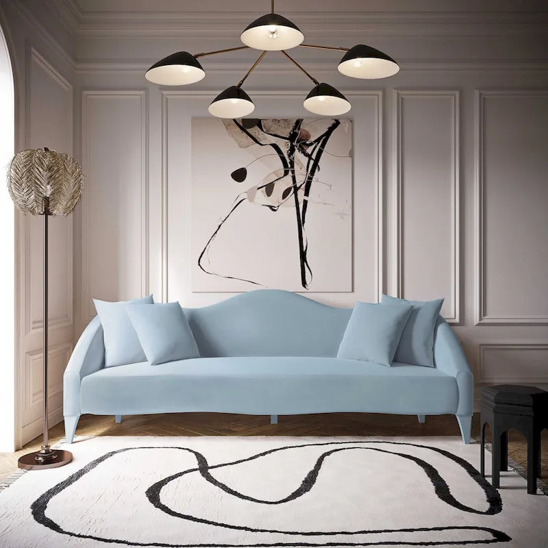 Naya Velvet Sofa - 96W x 36.2D x 34.3H - 96W x 36.2D x 34.3H