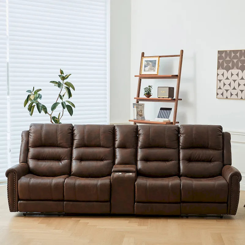Divanetto Reclinabile Elettrico con Poggiatesta Regolabile Schienale Alto Borchie Decorative