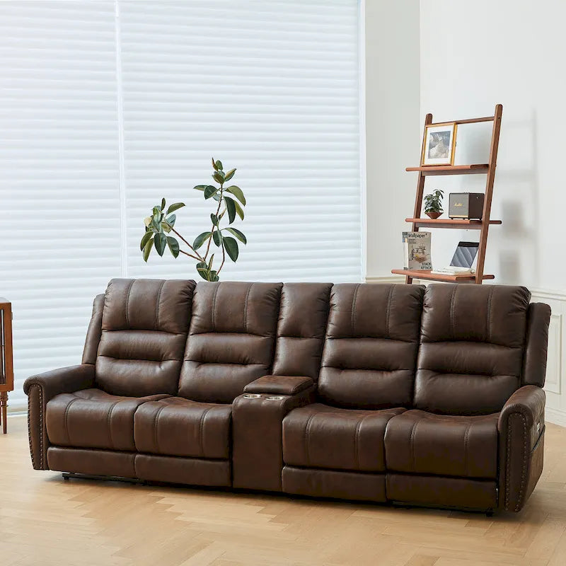 Divanetto Reclinabile Elettrico con Poggiatesta Regolabile Schienale Alto Borchie Decorative