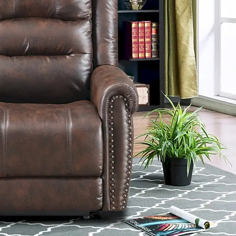 Divanetto Reclinabile Elettrico con Poggiatesta Regolabile Schienale Alto Borchie Decorative