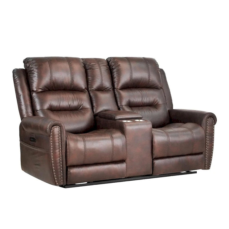 Divanetto Reclinabile Elettrico con Poggiatesta Regolabile Schienale Alto Borchie Decorative