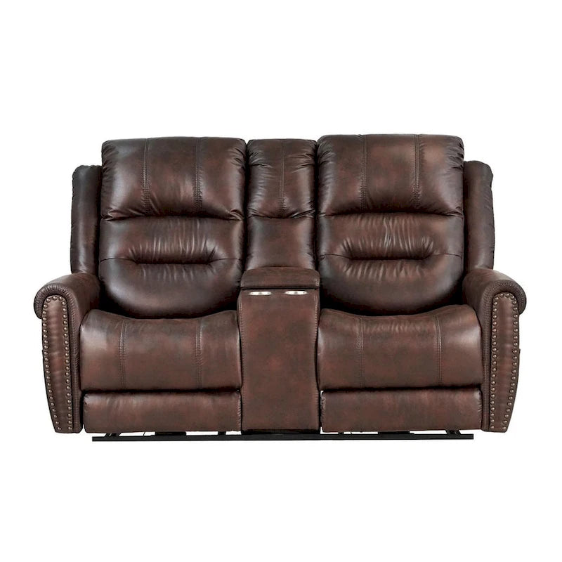 Divanetto Reclinabile Elettrico con Poggiatesta Regolabile Schienale Alto Borchie Decorative