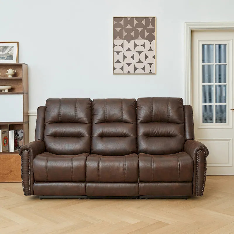 Divanetto Reclinabile Elettrico con Poggiatesta Regolabile Schienale Alto Borchie Decorative