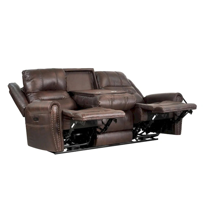 Divanetto Reclinabile Elettrico con Poggiatesta Regolabile Schienale Alto Borchie Decorative