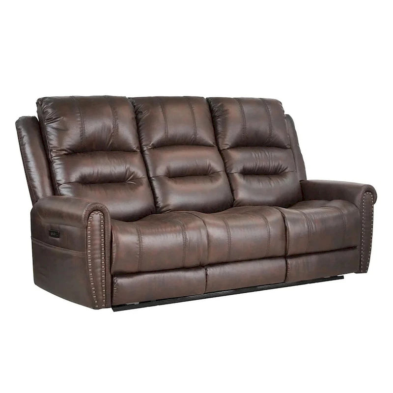 Divanetto Reclinabile Elettrico con Poggiatesta Regolabile Schienale Alto Borchie Decorative