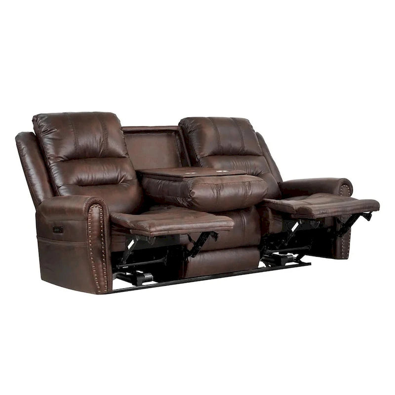 Divanetto Reclinabile Elettrico con Poggiatesta Regolabile Schienale Alto Borchie Decorative