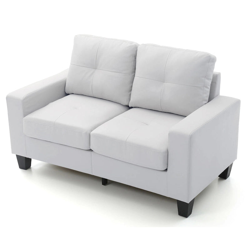 Newbury 58 in. W Flared Arm Faux Leather Straight Sofa - 32L x 58W x 36H