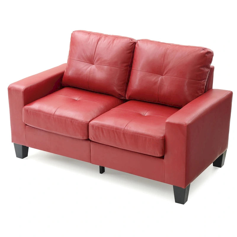 Newbury 58 in. W Flared Arm Faux Leather Straight Sofa - 32L x 58W x 36H