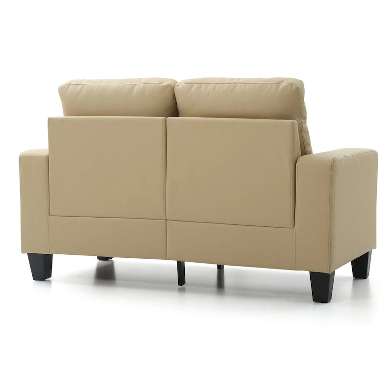 Newbury 58 in. W Flared Arm Faux Leather Straight Sofa - 32L x 58W x 36H