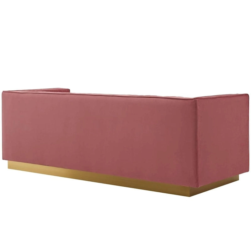 Silver Orchid Perez Vertical Channel Tufted Velvet Sofa